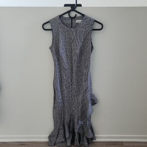 Calvin Klein Women's Petite Sleeveless Midi Sheath with Ruffle Hem Dress